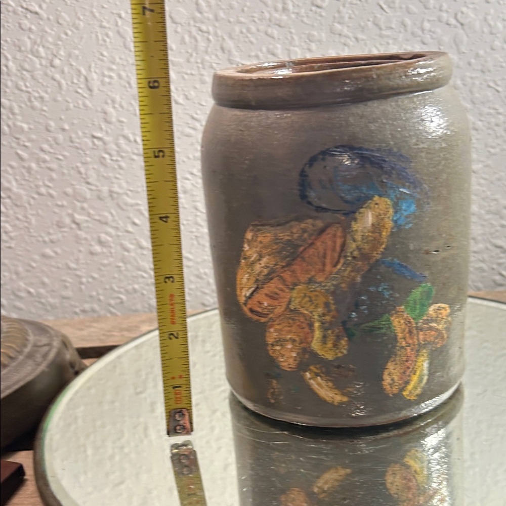 Vintage Crock with Handmade Mushroom Artistic Design Cottage Core - Picture 7 of 13